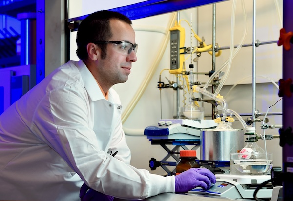 Person working in lab.